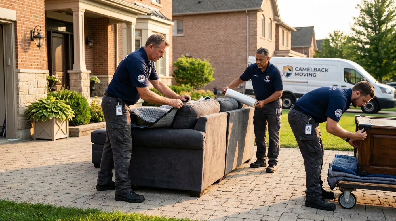 Large estate moving crew wrapping furniture in Hillsboro, IL