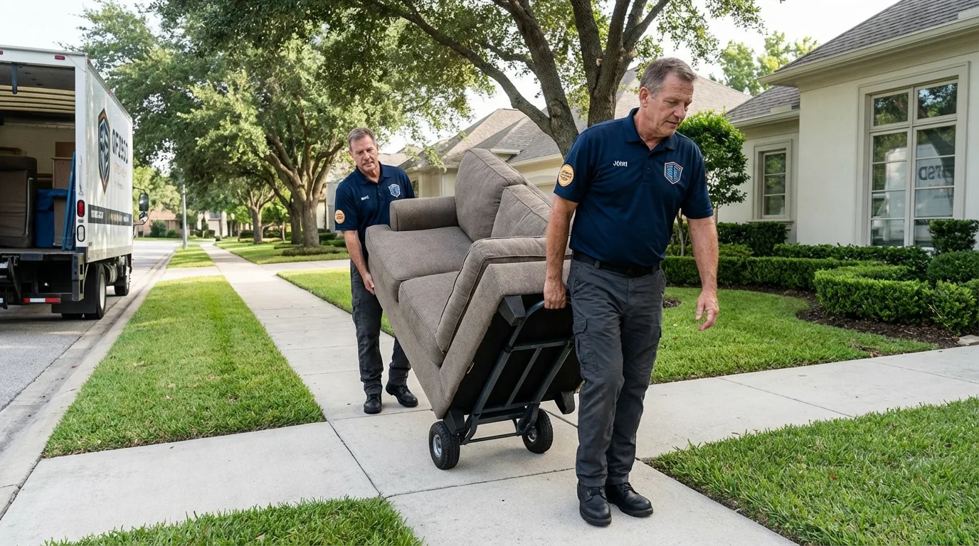 Local residential moving crew loading furniture in Hillsboro, IL